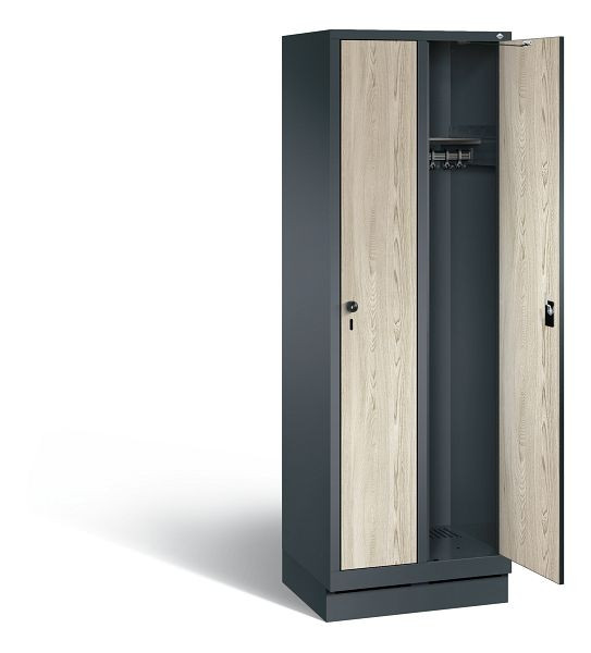 C+P garderobe Evolo, H1800xB610xD500mm, kleur: antracietgrijs / Sen ash decor, 48020-20 S10958