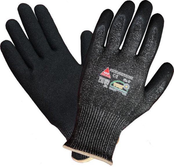 Hase Safety GENUA Grip Black, 5-Fg.-Sicherheitshandschuhe, schnittfest, Größe: 7, VE: 10 Paar, 508502-7