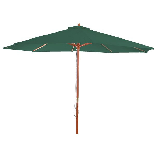 Mendler Florida parasol, tuinparasol marktparasol, Ø 3,5m polyester/hout 7kg, groen, 97762