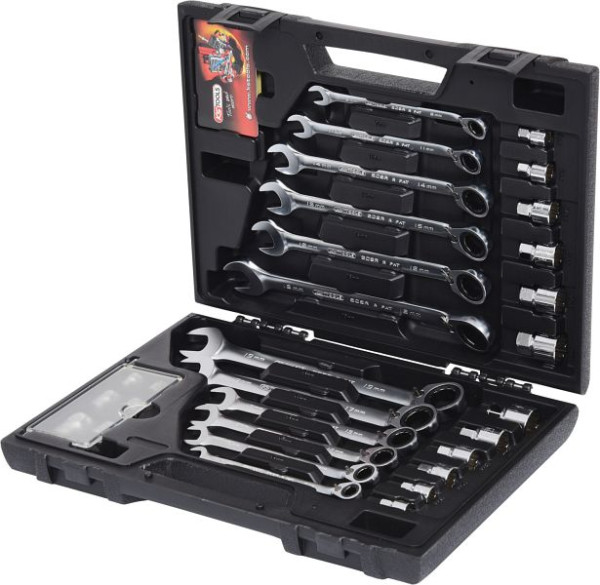 KS Tools GEARplus RINGSTOP ratel-ringsleutelset, 30-delig met adapter, 503.4960