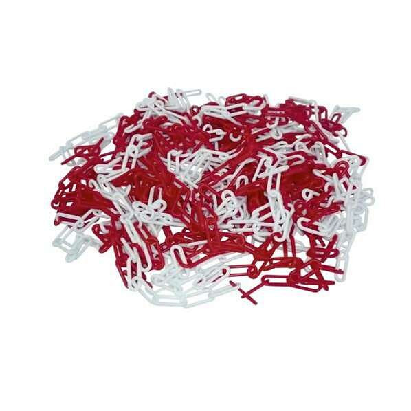 Schake 10 m afzetketting van staal, gelast, draaddikte 6 mm, verzinkt en rood/wit gecoat, 430_66B-VE10