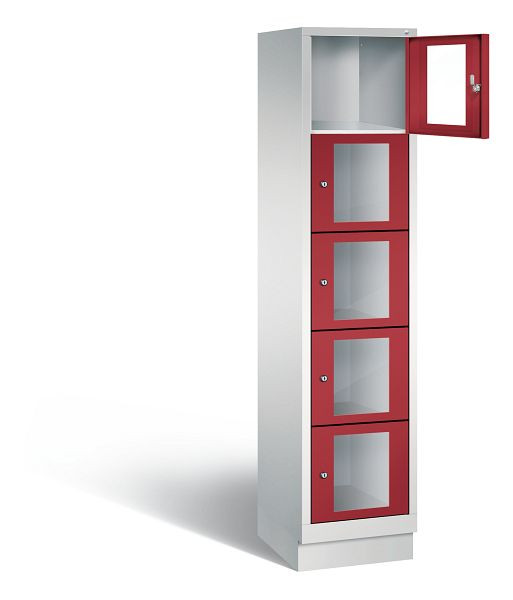 C+P lockerkast Classic, H1800xB420xD500mm, kleur: lichtgrijs/robijnrood, 8020A125 S10001