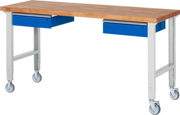 RAU Verrijdbare werkbank (in hoogte verstelbaar) 7002A1, 2000x700x950-1000mm, elk 2 bokwielen en zwenkwielen, 05-7002A1-207B4H22.11