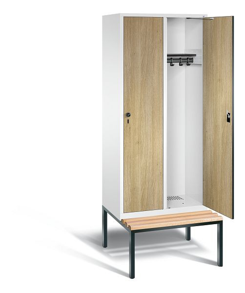 C+P Evolo kleerkast, H2090xW810xD815mm, kleur: verkeerswit / decor eiken Sereno, 48050-22 S10294