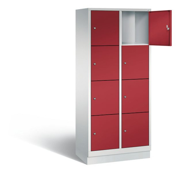 C+P lockerkast Evolo, H1800xW810xD500mm, kleur: lichtgrijs/robijnrood, 48020-224 S10012