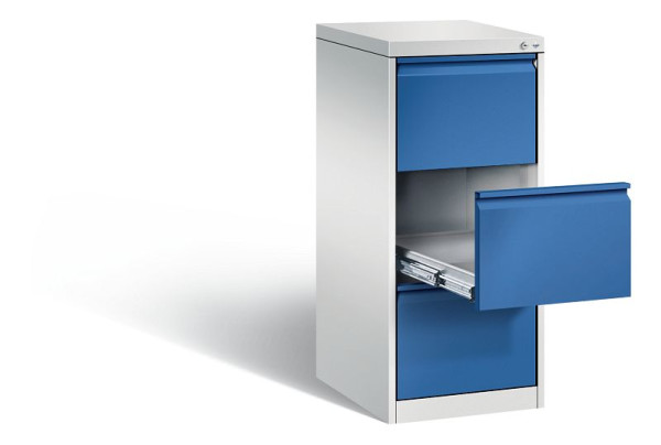 C+P archiefkast Acurado, H1045xB433xD590mm, kleur: lichtgrijs / gentiaanblauw, handgreep, 12423-321 S10007