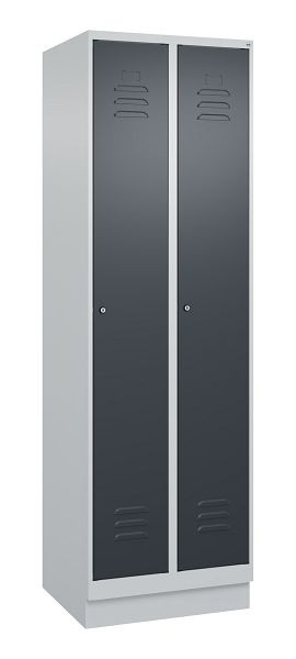 C+P luierkluis Classic PLUS met middenwand, bodem, 2 vakken, 1950x600x500mm, 7035/7016, cilindersloten, 080020-20F S10023