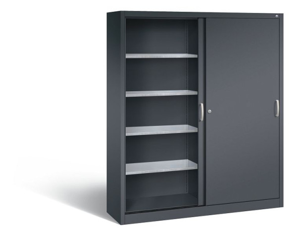 C+P schuifdeurkast Acurado, H1950xB1600xD400mm, kleur: zwart-grijs, beugelgreep, 2149-00 S10050