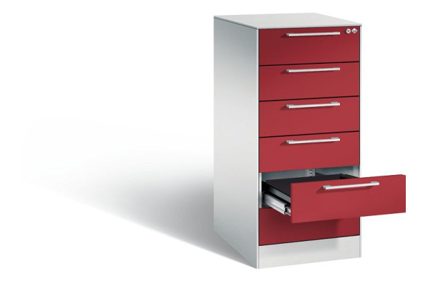 C+P archiefkast Asisto, H1010xB440xD600mm, kleur: lichtgrijs/robijnrood, beugelgreep, 146245-622 S10025