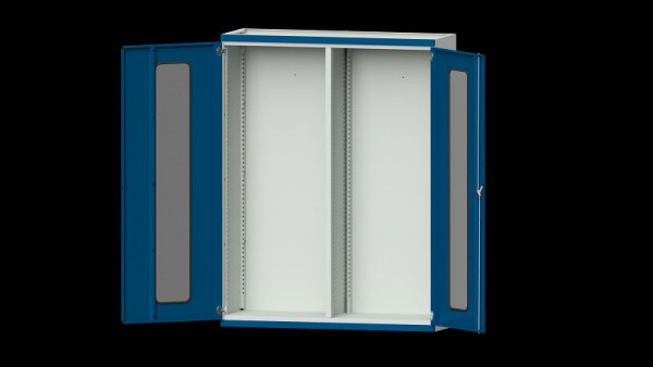 ANKE werkbanken, zware kast, model 400, 1485 x 500 x 1950 mm, zichtvlak van plexiglas, RAL 7035/5010, 620.260