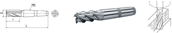 ELMAG HSS Co5 vingerfrees met morseconus DIN 845, Ø 63,0 mm, MK 5, grof vertand (kort), 73915