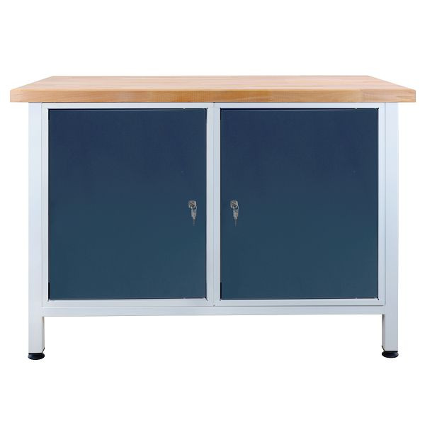 ADB werkbank 2 deuren, afmetingen: 1200x600x840mm (BxDxH), kleur werktafel: grijs, RAL 7035, kleur deur: antracietgrijs (RAL 7016), 42927