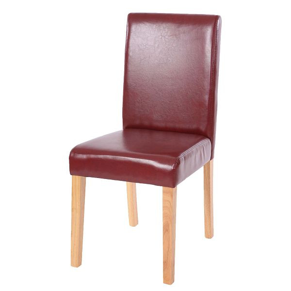 Mendler eetkamerstoel Littau, keukenstoel, kunstleer, roodbruin, lichte poten, 74376