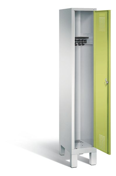 C + P Evolo garderobe, H1850xB320xD500mm, kleur: lichtgrijs / virid groen, 48010-10 S10122