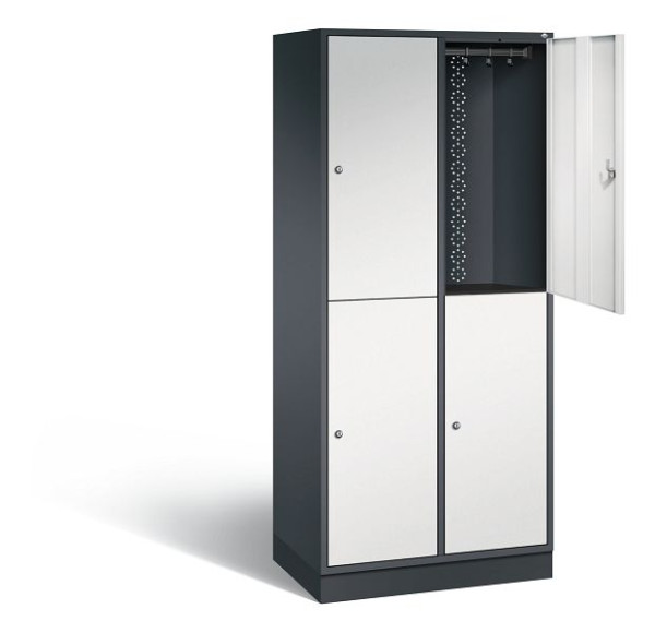 C+P locker dubbeldekker XL Intro, H1950xW820xD490mm, kleur: zwartgrijs/lichtgrijs, 8270-202 S10039