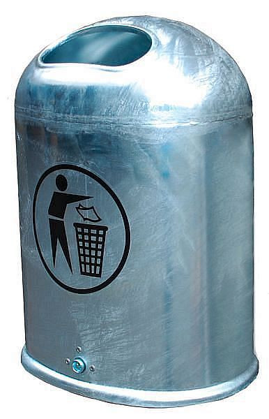 Renner ovale afvalcontainer, inhoud ca. 45 L, met bodemlediging, thermisch verzinkt, 7035-00FV