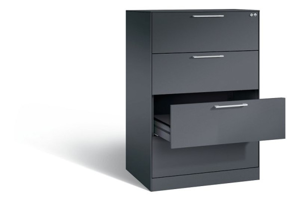 C+P archiefkast Asisto, H1310xB800xD600mm, kleur: zwart-grijs, beugelgreep, 146223-422 S10040
