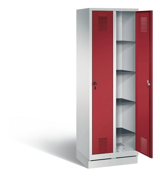 C+P washok Evolo, H1800xW610xD500mm, kleur: lichtgrijs/robijnrood, 48020-20B S10016