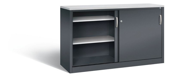 C+P dressoir met schuifdeuren Acurado, H1000xB1600xD500mm, kleur: zwartgrijs, beugelgreep, 2156-00 S10124