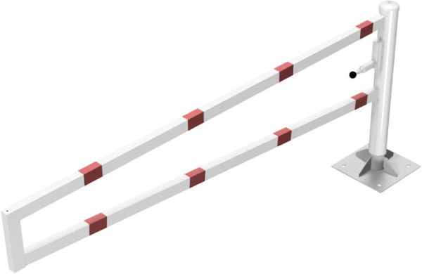 Schake draaibaanbarrière, met zelfsluitend slot 2,50m voor hangslot, draaipaal: Ø 102mm, slagboomarm: 60x40mm, 4013_25VBP