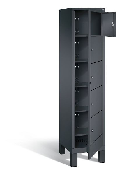 C+P wasverzamelkast Evolo, H1850xB420xD500mm, kleur: zwart-grijs, 48060-105 S10039