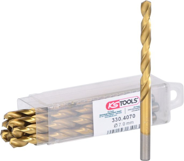 KS Tools HSS TiN spiraalboor, 7 mm, 10 stuks, 330.4070
