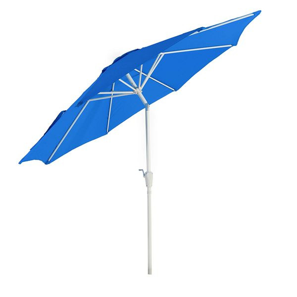 Mendler parasol N18, tuinparasol, Ø 2,7m kantelbaar polyester/aluminium 5kg, blauw, 17221