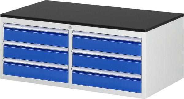 RAU ladekast serie 7000, B1145xD650xH460mm, laden: links: 3xH120mm, rechts: 3xH120mm, werkblad melaminehars gecoat, 03-LL2.3.3AM.11