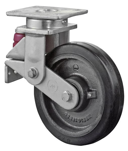 BS Rollen Veerbelaste zwaarlastwielen, wielbreedte 50 mm, wiel-Ø 200 mm, draagvermogen 450 kg, zwarte elastische banden, gegoten wiellichaam, kogellagers, T100.B81.200