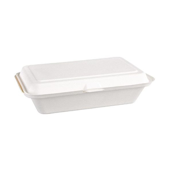 Fiesta Green composteerbare suikerriet container met scharnierend deksel 24,8 cm, pak van 250, DW249