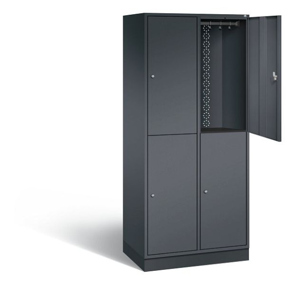 C+P locker dubbellaags XL Intro, H1950xW820xD490mm, kleur: zwart-grijs, 8270-202 S10038