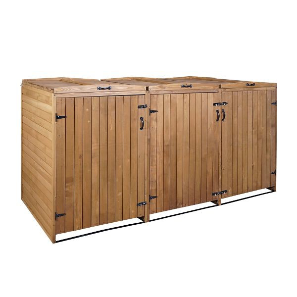 Mendler XL HWC-H74 3/6 vuilnisbakbekleding, vuilnisbakbox, uitbreidbaar 120x75x96 hout, bruin, 73980+74652+73982