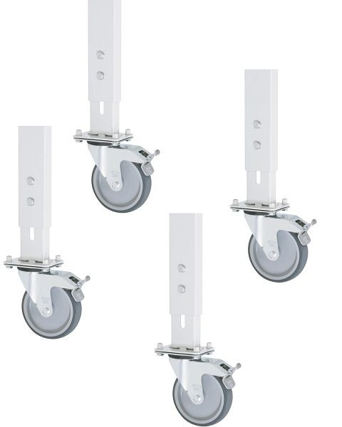 RAU werktafelwielenset Tom serie, 2 bok- en 4 zwenkwielen met rem, 09-RS125MPHV-4LF-2B