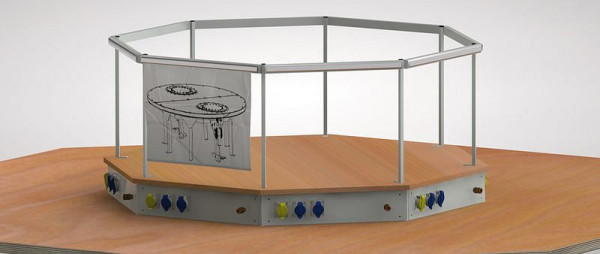 KLW tekeninghouderbevestiging 500 x 1500 x 1500 mm H x B x D van gelaste VK-buizen met 8 klemrails 09 / AW, elk 600 mm lang, 03/8-ZH