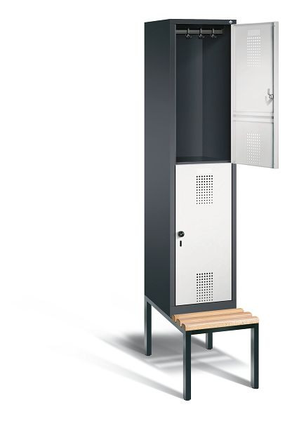 C+P locker dubbellaags Evolo, H2090xW420xD815mm, kleur: zwartgrijs/lichtgrijs, 48350-12 S10018