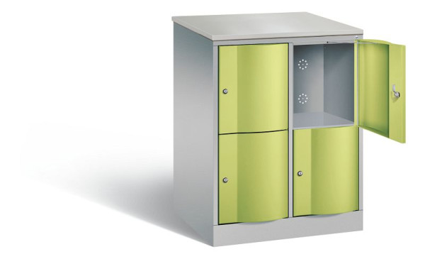 C+P XL lockerkast Resisto, H1077xB772xD640mm, kleur: wit aluminium / virid green, 8472-273 S10060