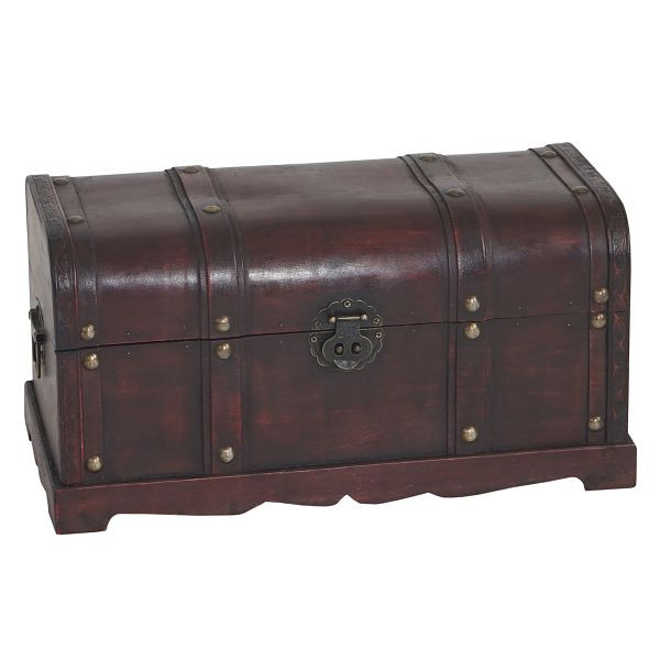 Mendler houten kist houten kist schatkist Valence antieke look 30x57x29cm, rond, 34227