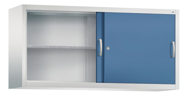 C+P bovenkast Acurado, H790xB1600xD400mm, kleur: lichtgrijs / verre blauw, beugelgreep, 2 niveaus, 2145-09 S10023