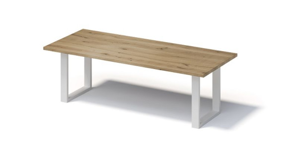 Bisley Fortis tafel Regular, 2600 x 1000 mm, rechte rand, geolied oppervlak, O-frame, oppervlak: naturel / frame kleur: verkeerswit, F2610OP396