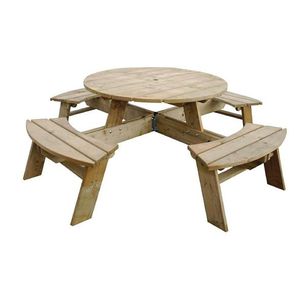 Rowlinson Runder Picknicktisch aus Holz, 2000 mm, Platz für bis zu acht Personen, CG097