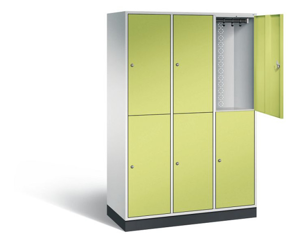 C+P locker dubbellaags XL Intro, H1950xW1220xD490mm, kleur: lichtgrijs / virid groen, 8270-302 S10057