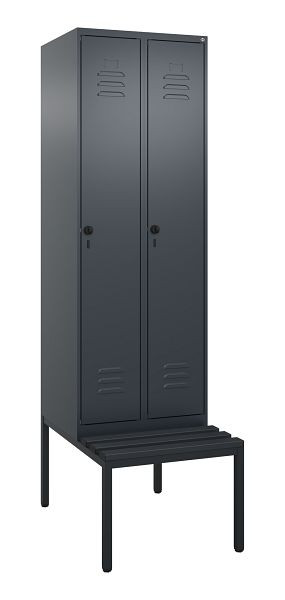 C+P luierkastje Classic PLUS, met onderbank, 2 vakken, 2120x600x815mm, 7016/7016, draaibare sluiting, 0800507-20 S10042