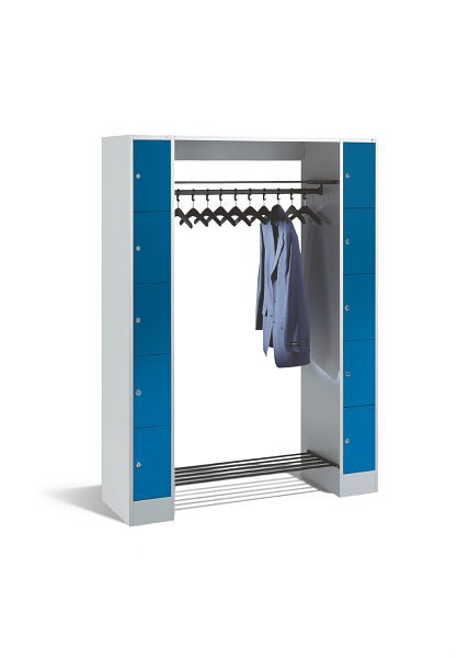 C+P open garderobe serie 8070, H1950xW1430xD480mm, kleur: lichtgrijs / verre blauw, 80710-00 S10105