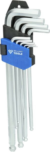 Brilliant Tools Stiftsleutelset, 9-delig, binnenzeskantprofiel, lang, BT045019