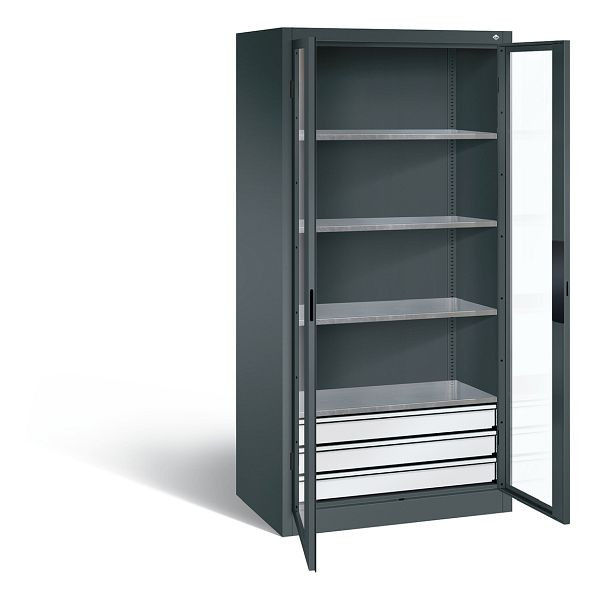 C+P gereedschapskast Acurado, H1950xW930xD600mm, kleur: antracietgrijs, verzonken handgreep, 8922-5532 S10001
