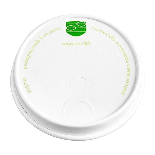 Vegware 79 composteerbare papieren deksels voor bekers voor warme dranken (1000 stuks), CF888
