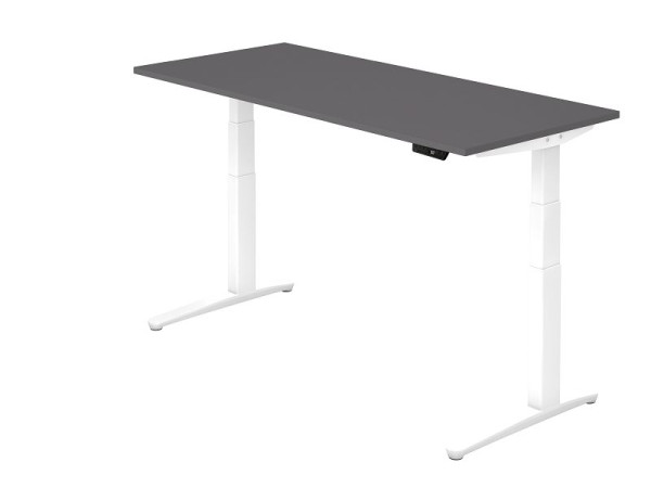 Hammerbacher elektrisch zit-sta bureau 180x80cm grafiet/wit, rechthoekige vorm, VXBHM19/G/WW