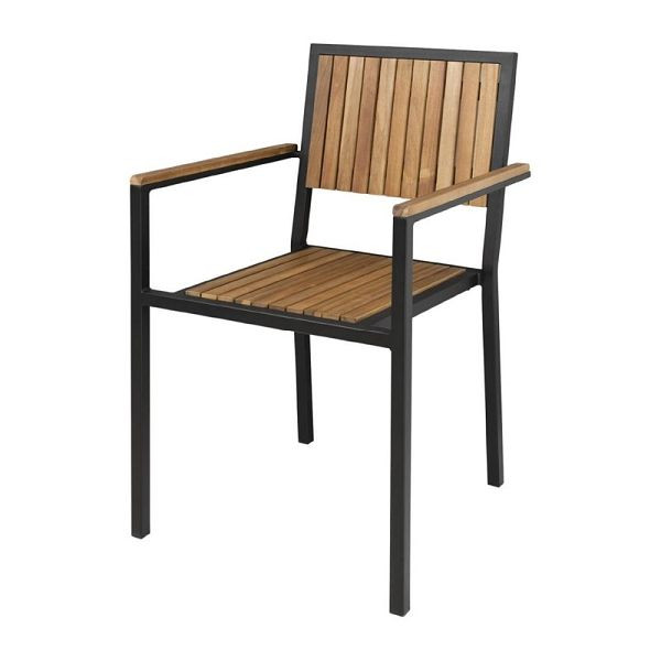 Bolero stalen en acaciahouten stoelen met armleuningen, VE: 4 stuks, DS151