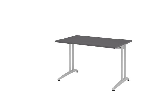 Hammerbacher bureau C-poot 120x80cm grafiet, horizontale kabelgoot, werkhoogte 72 cm, VBS12/G/S