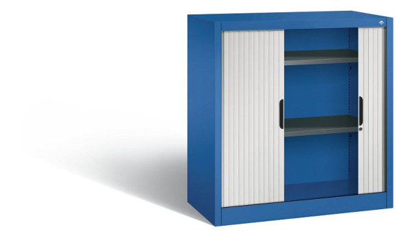 C+P dressoir met rolluik Omnispace, H1030xB1000xD420mm, kleur: gentiaanblauw/lichtgrijs, verzonken greep, 2 niveaus, 3242-00 S10163